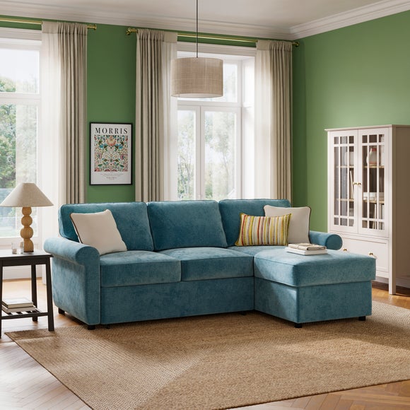 Eleanor Luxe Chenille Corner Trundle Sofa Bed