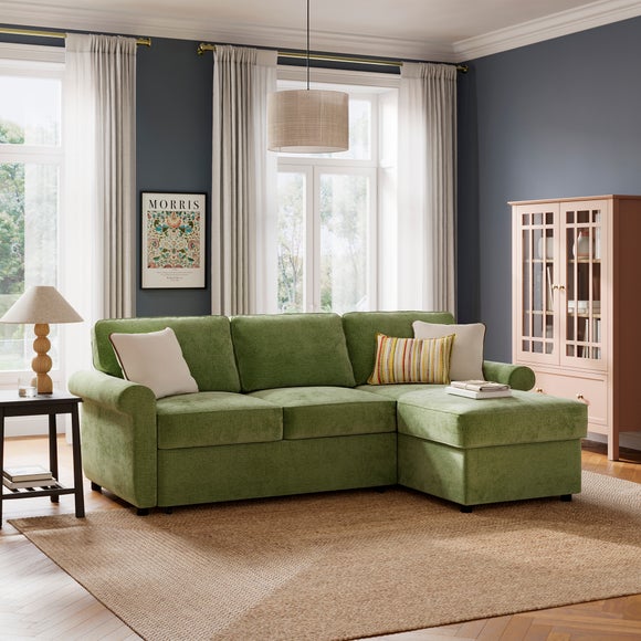 Eleanor Luxe Chenille Corner Trundle Sofa Bed