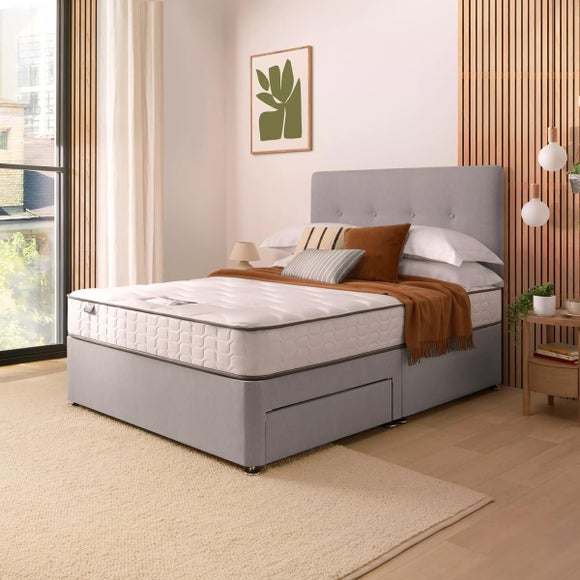 Silentnight Divan Bed With Francisco Fabric Headboard and 800 Pocket Sprung Mattress