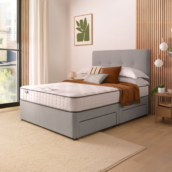 Silentnight Divan Bed With Francisco Fabric Headboard and 800 Pocket Sprung Mattress