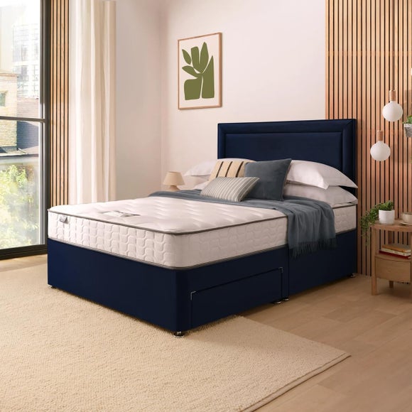 Silentnight Divan Bed With Malvern Velvet Headboard and 800 Pocket Sprung Mattress
