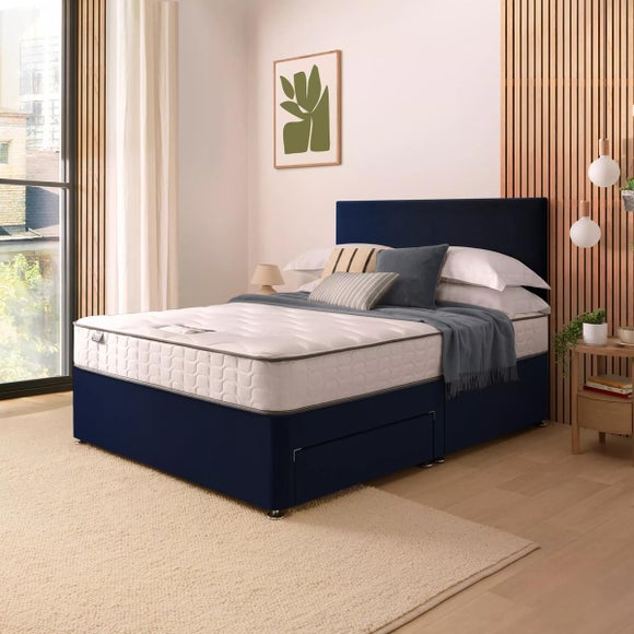 Silentnight Divan Bed With Velvet Paris Headboard and 800 Pocket Sprung Mattress