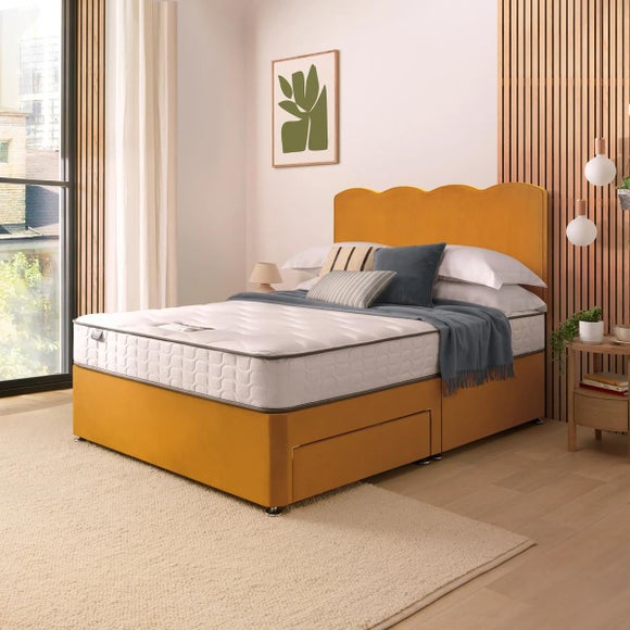 Silentnight Divan Bed With Wave Velvet Headboard and 800 Pocket Sprung Mattress