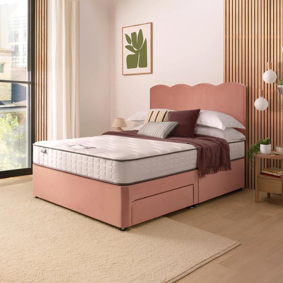 Silentnight Divan Bed With Wave Velvet Headboard and 800 Pocket Sprung Mattress