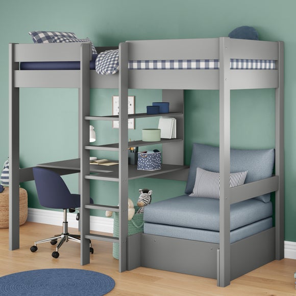 Stompa Uno Highsleeper With Chair Bed And Cushion Set