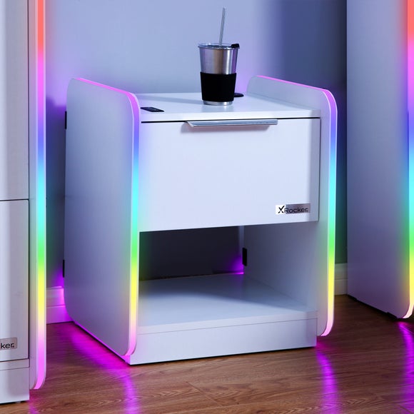 X Rocker Electra Bedside Table with Wireless Charging and LED Lights