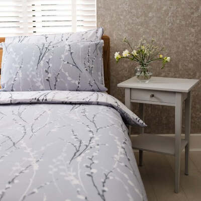 100% Cotton Grey & White Extra Large Single Duvet Cover Set