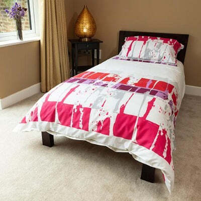 2.5 Tog Duvet Polycotton Abstract Red Cover Set & Pillow