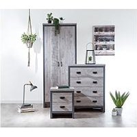 Gfw Boston 3 Piece Package - 2 Door Wardrobe, 4 Drawer Chest, Bedside Chest - Grey