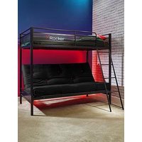 X Rocker Stronghold High Sleeper Bed With Double Futon Cushion And Mattress Option (Buy &Amp; Save!) - Bedframe With Mattress