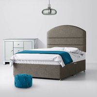 King Size - Divan Bed and Dudley Lined Headboard - Dark Grey - Fabric - 5ft - Happy Beds