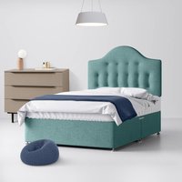 King Size - Divan Bed and Victor Buttoned Headboard - Duck Egg Blue - Fabric - 5ft - Happy Beds