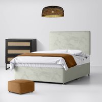 King Size - Divan Bed and Cornell Plain Headboard - Light Grey - Velvet - 5ft - Happy Beds