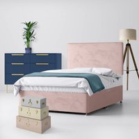 King Size - Divan Bed and Cornell Plain Headboard - Pink - Velvet - 5ft - Happy Beds