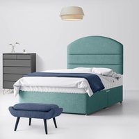 King Size - Divan Bed and Dudley Lined Headboard - Duck Egg Blue - Fabric - 5ft - Happy Beds