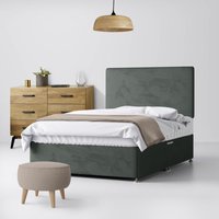 King Size - Divan Bed and Cornell Plain Headboard - Dark Grey - Velvet - 5ft - Happy Beds