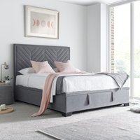 Watson - Double - Ottoman Storage Bed - Grey - Velvet - 4ft6 - Happy Beds