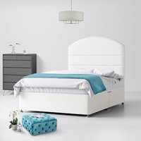 King Size - Divan Bed and Dudley Lined Headboard - White - Fabric - 5ft - Happy Beds