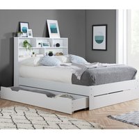 Alfie - Small Double - Bookcase Storage Bed - Underbed Storage - White - Wooden - 4ft - Happy Beds