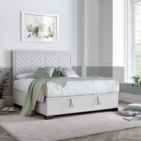 Watson - Double - Ottoman Storage Bed - Natural - Fabric - 4ft6 - Happy Beds