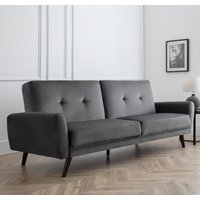 Monza - 2 Seater Sofa Bed - Grey - Velvet - Happy Beds