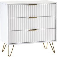 Murano - 3 Drawer Chest - White - Wooden - Happy Beds