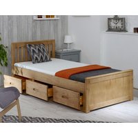 Mission - Double - Storage Bed - Drawers - Waxed Pine - Wooden - 4ft6 - Happy Beds