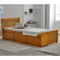 Mission - Single - Storage Bed - Honey Pine - Wood - 3ft - Happy Beds