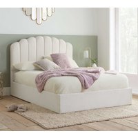 Monaco - Double - Boucle Ottoman Storage Bed - White - Fabric - 4ft6 - Happy Beds