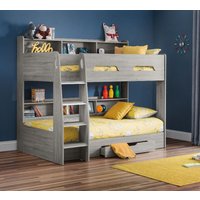 Orion - Single - Kids Bunk Bed - Storage - Grey - Wood - 3ft - Happy Beds